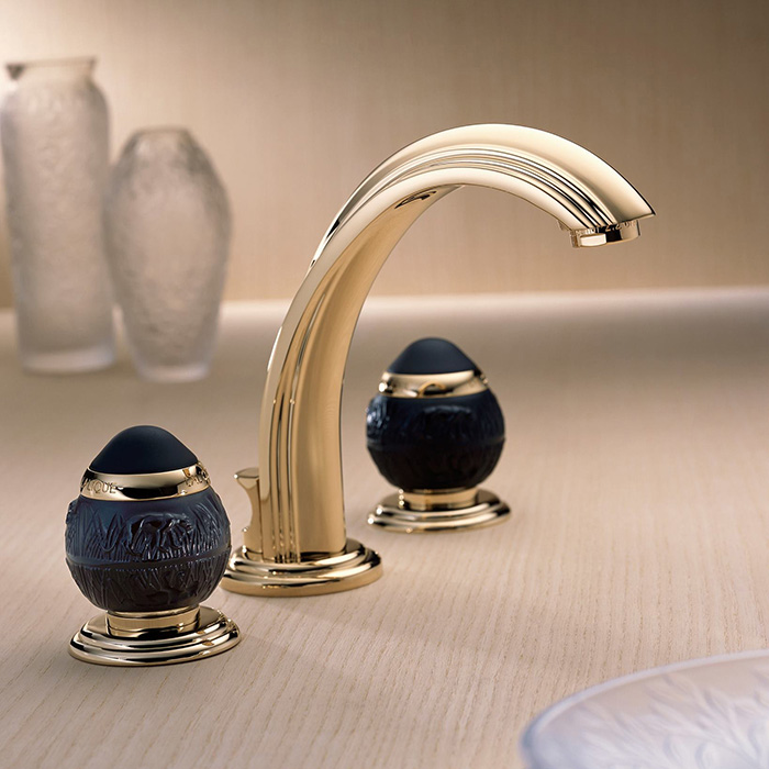 Смеситель для раковины THG Panthere Cristal Noir A2K-F30-151 (золотой), с донным клапаном