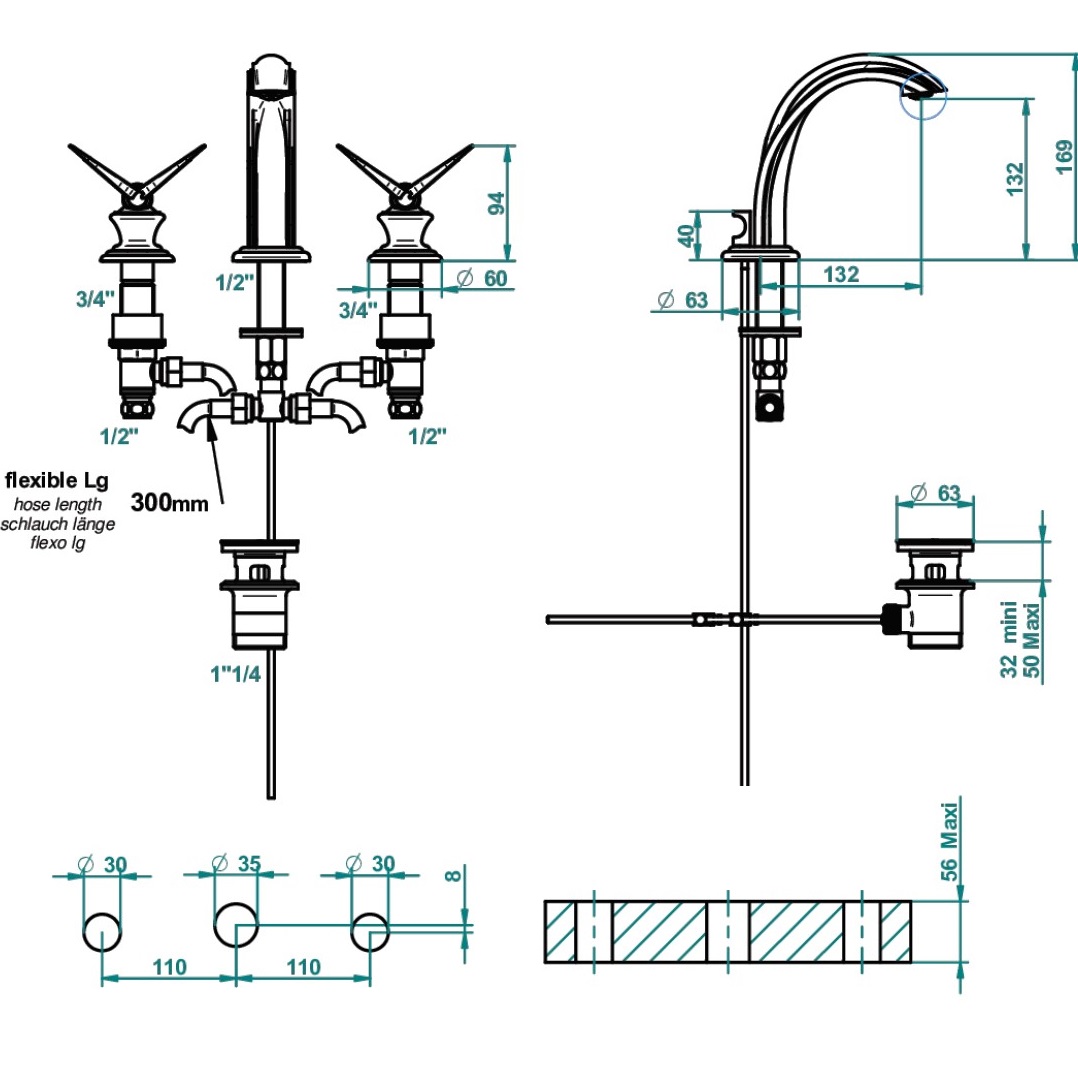 Смеситель для раковины THG Papillon A2J-A02-151 (хром, прозрачный хрусталь), с донным клапаном