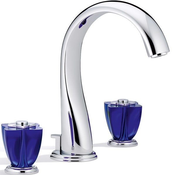 Смеситель для раковины THG Petale de cristal bleu U6B-A02-151 (хром, синий хрусталь), с донным клапаном