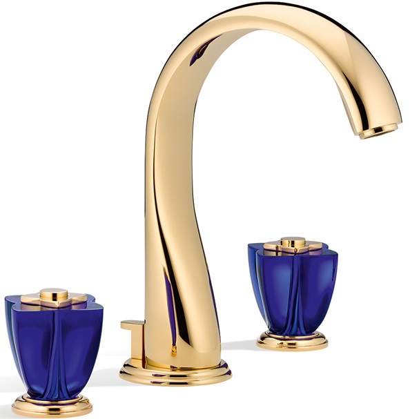 Смеситель для раковины THG Petale de cristal bleu U6B-F01-151 (золотой, синий хрусталь), с донным клапаном