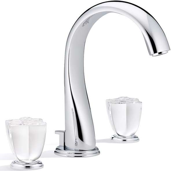 Смеситель для раковины THG Petale de cristal clair U6A-A02-151 (хром, прозрачный хрусталь), с донным клапаном