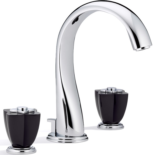 Смеситель для раковины THG Petale de Cristal noir U6D-A02-151 (хром, черный хрусталь), с донным клапаном