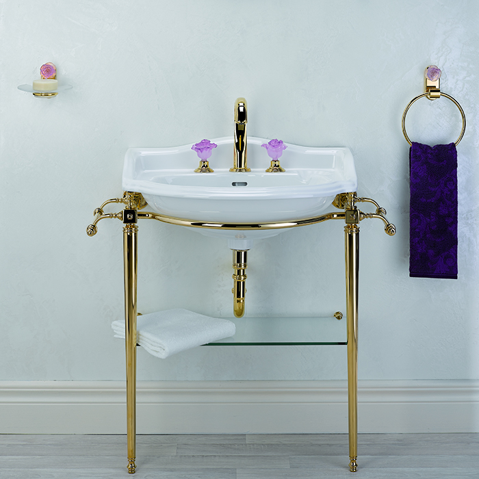 Смеситель для раковины THG Rose U5J-F01-151 (золотой, розовый), с донным клапаном