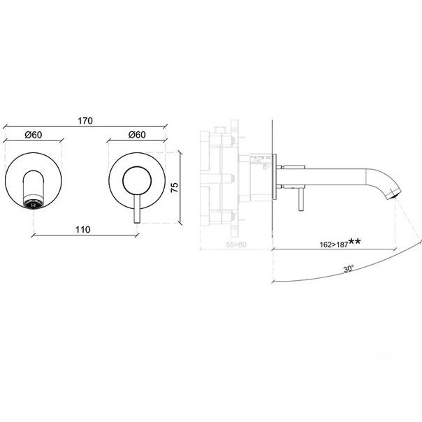 Смеситель для раковины встраиваемый Almar E210033.CR (хром)