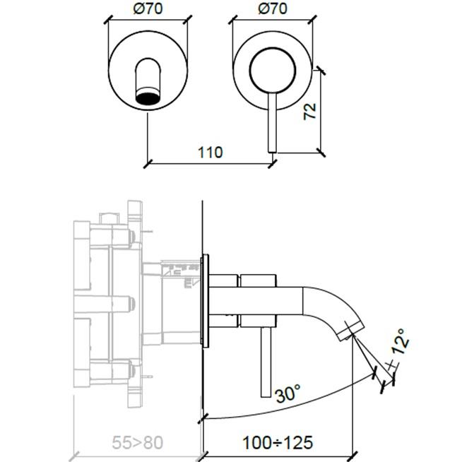Смеситель для раковины встраиваемый Almar E210052.CR (хром)