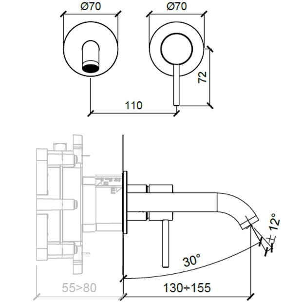 Смеситель для раковины встраиваемый Almar E210053.CR (хром)