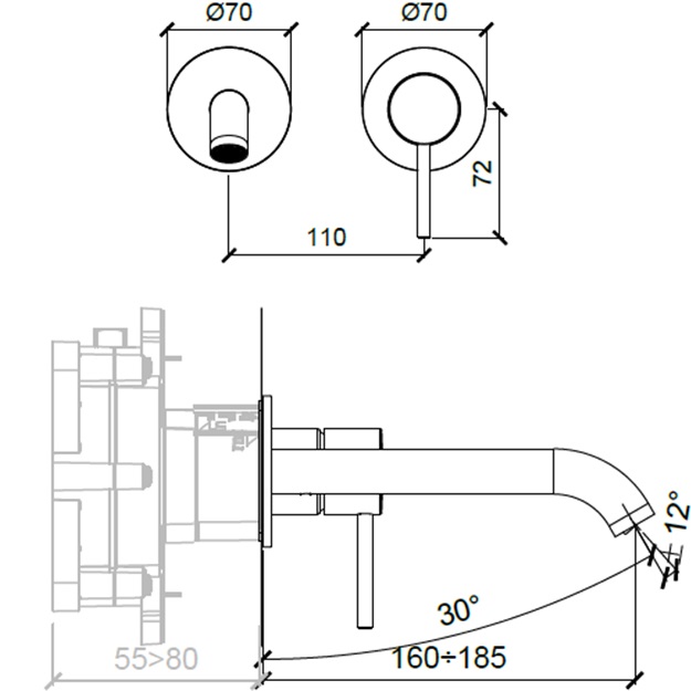 Смеситель для раковины встраиваемый Almar E210054.CR (хром)