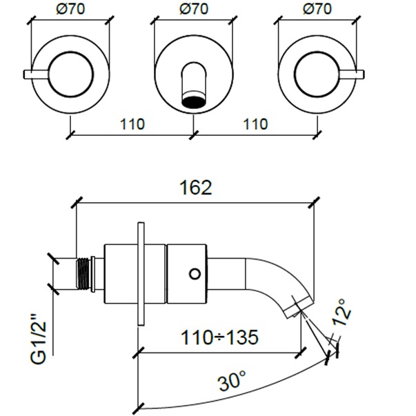Смеситель для раковины встраиваемый Almar E210055.CR (хром)