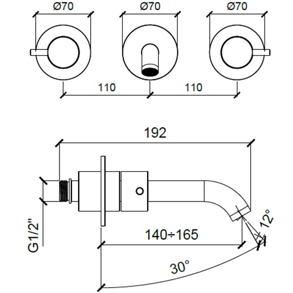 Смеситель для раковины встраиваемый Almar E210056.CR (хром)