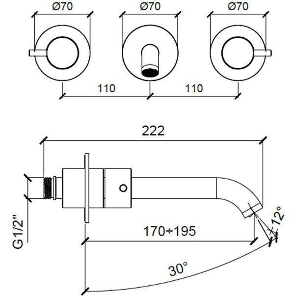 Смеситель для раковины встраиваемый Almar E210057.CR (хром)