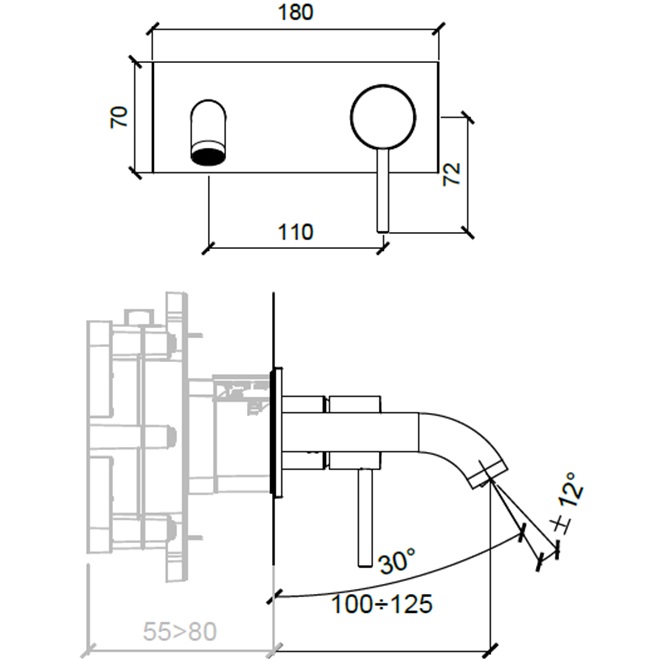 Смеситель для раковины встраиваемый Almar E210074.CR (хром)