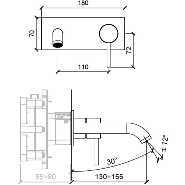 Смеситель для раковины встраиваемый Almar E210075.CR (хром)