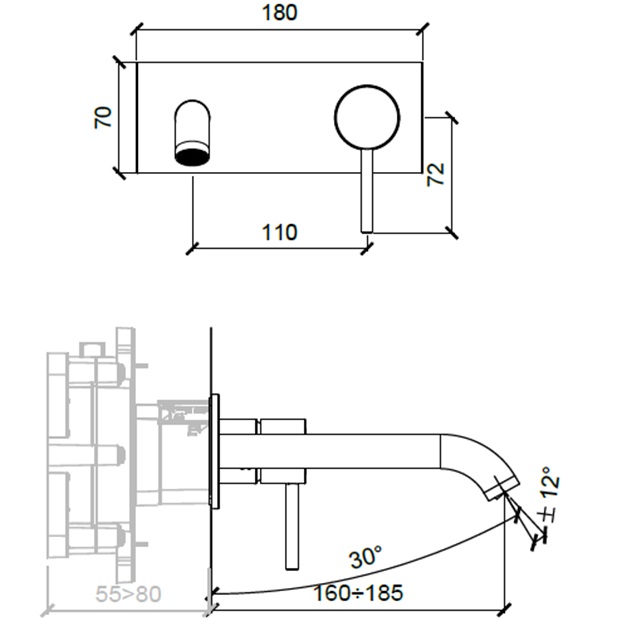 Смеситель для раковины встраиваемый Almar E210076.CR (хром)