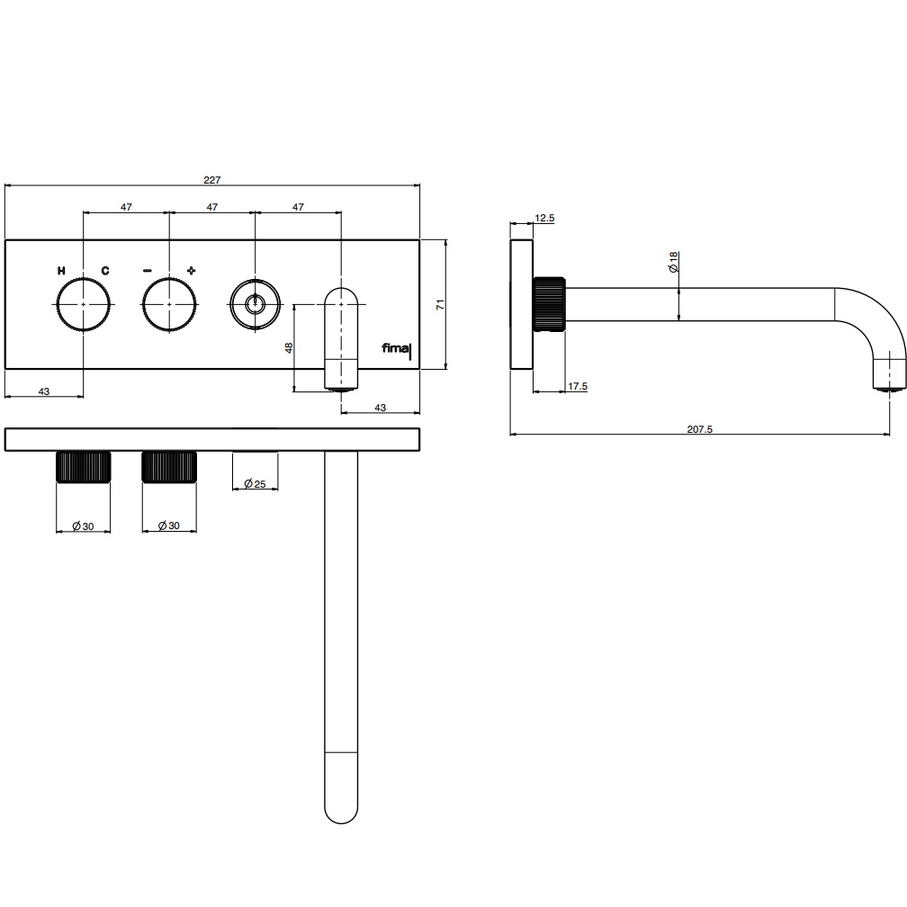 Смеситель для раковины встраиваемый Fima Carlo Frattini Switch F5951LX5180NS (черный матовый)