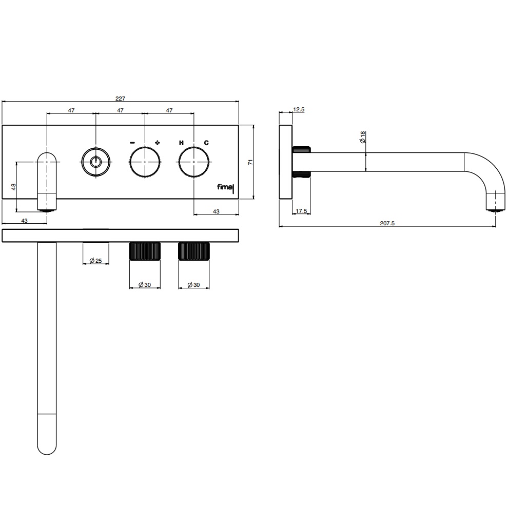 Смеситель для раковины встраиваемый Fima Carlo Frattini Switch F5951LX5NS (черный матовый)