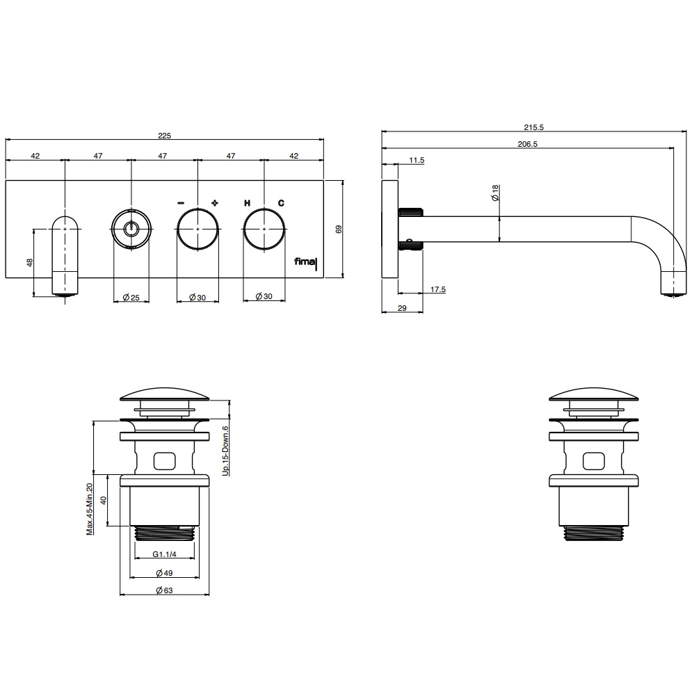 Смеситель для раковины встраиваемый Fima Carlo Frattini Switch F5951LX5SINOX (нержавеющая сталь)