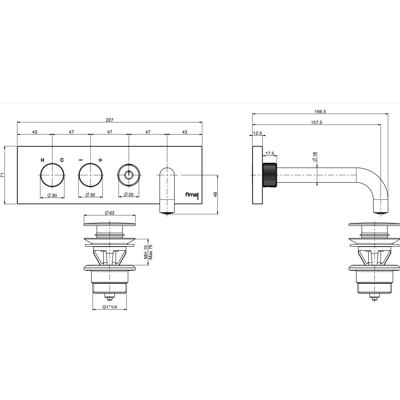 Смеситель для раковины встраиваемый Fima Carlo Frattini Switch F5951X5/180NS (черный матовый)