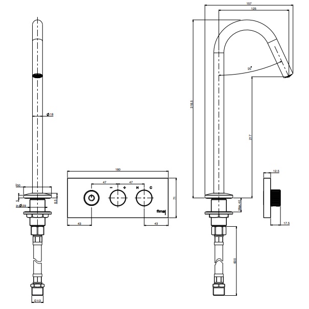 Смеситель для раковины встраиваемый Fima Carlo Frattini Switch On F5951CCR (хром)
