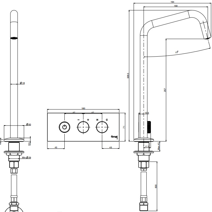 Смеситель для раковины встраиваемый Fima Carlo Frattini Switch On F5951DOR (золотой), с донным клапаном
