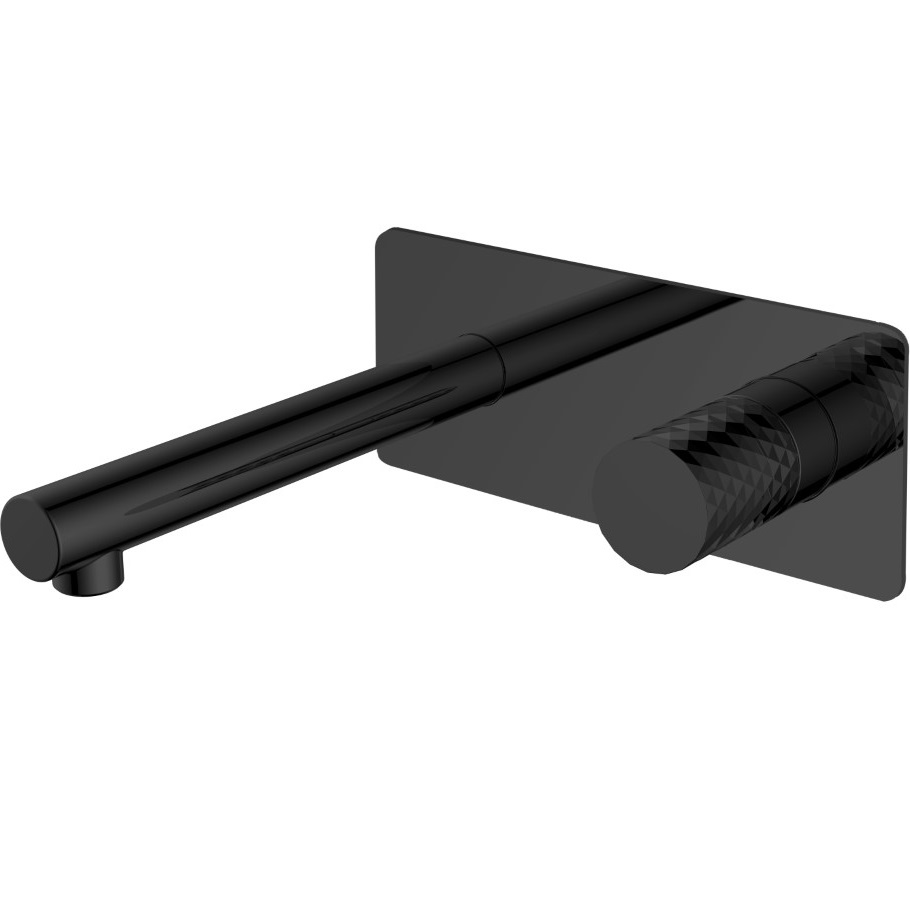 Смеситель для раковины встроенный Boheme Stick Diamond 125-BB (черный матовый), без донного клапана