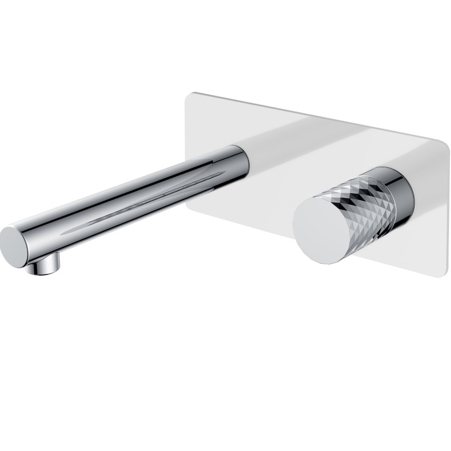 Смеситель для раковины встроенный Boheme Stick Diamond 125-WCR (хром, белый матовый), без донного клапана