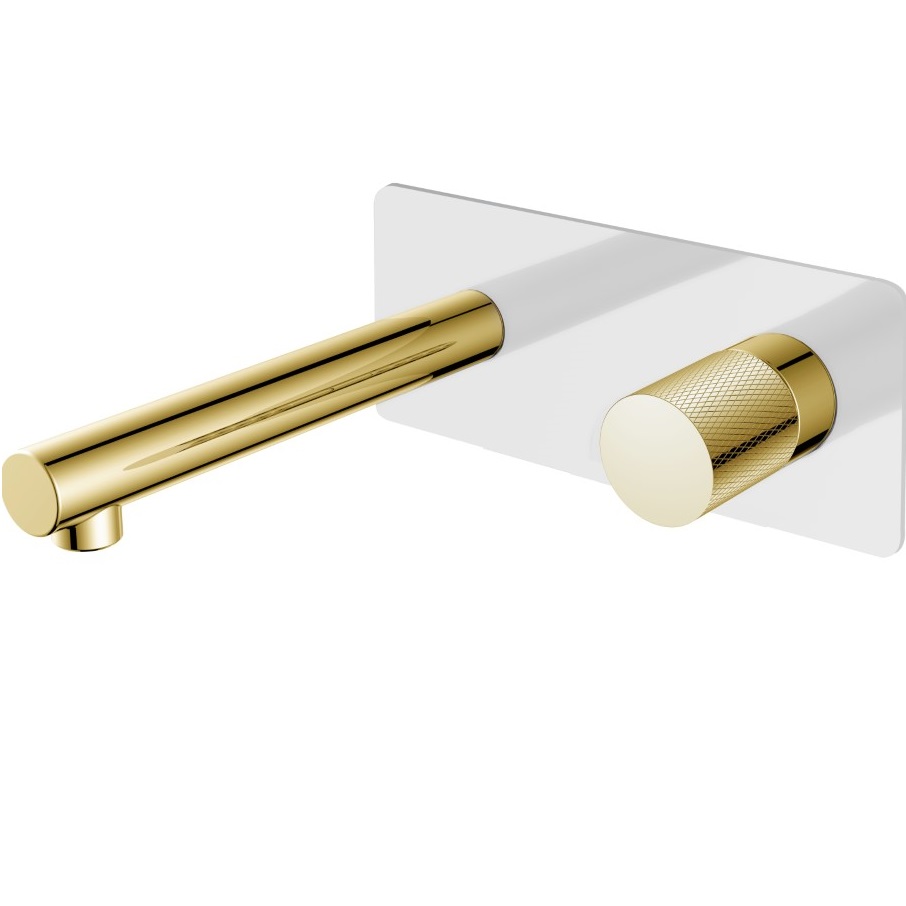 Смеситель для раковины встроенный Boheme Stick Touch 125-WG.2 (золотой, белый матовый), без донного клапана