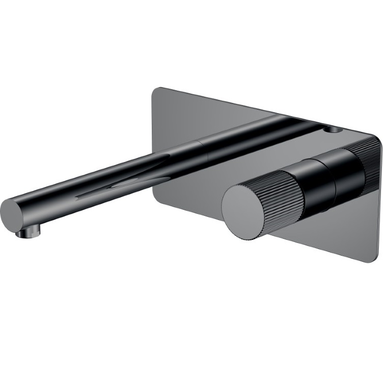 Смеситель для раковины встроенный Boheme Stick Linea 125-SGM.3 (оружейный металл глянцевый), без донного клапана