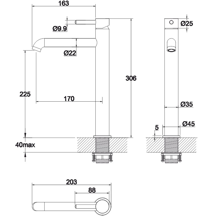 Смеситель для раковины Whitecross Серия Y Y1212BL (черный матовый)