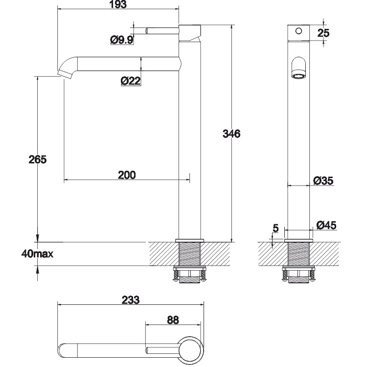Смеситель для раковины Whitecross Серия Y Y1213BL (черный матовый)