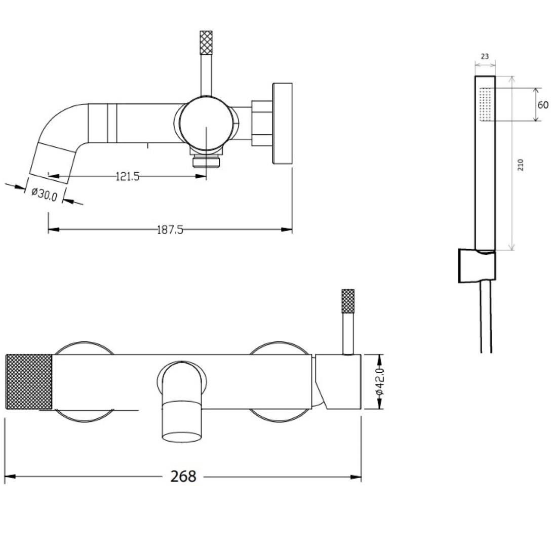 Смеситель для ванны Boheme Uno 463-CB (медь брашированная), с изливом