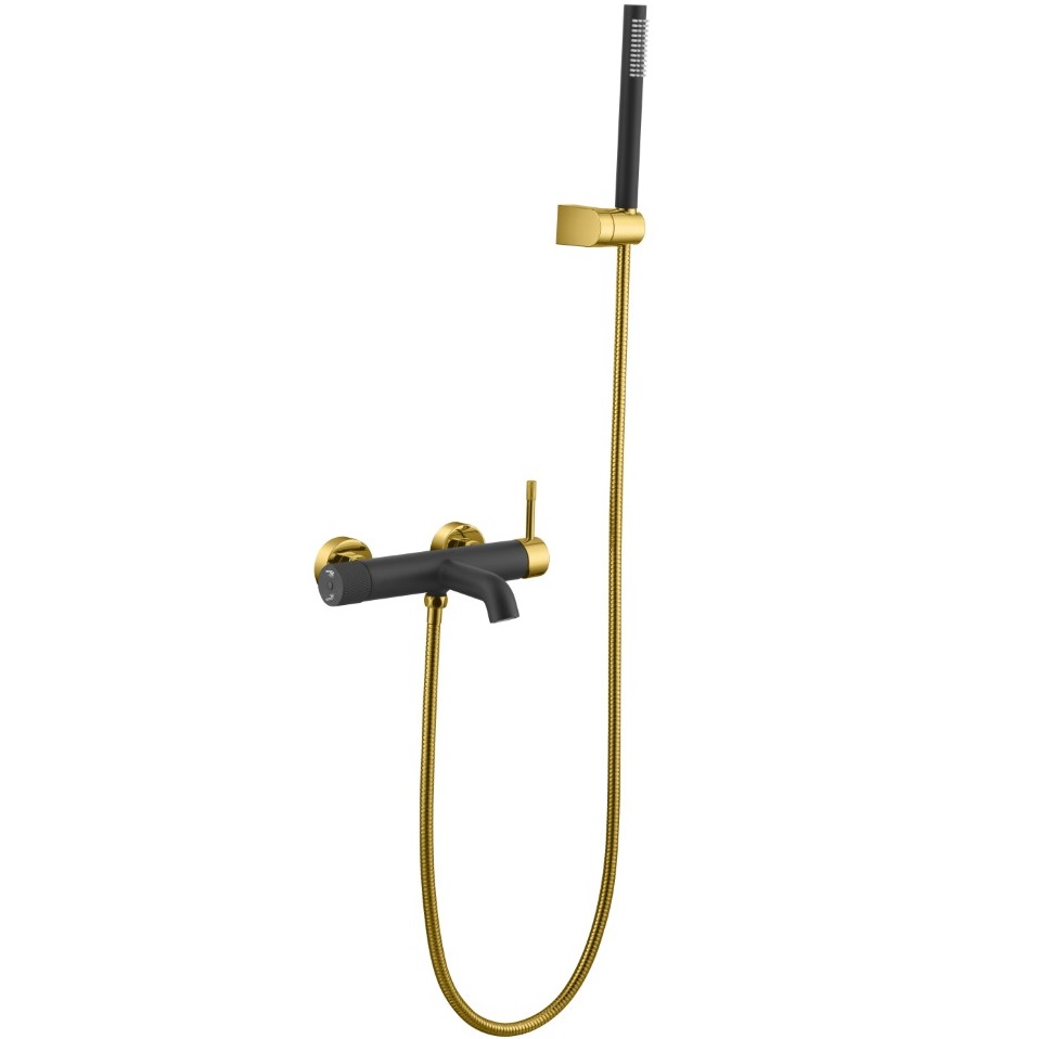 Смеситель для ванны Boheme Uno 463-BG (золотой, черный матовый), с изливом