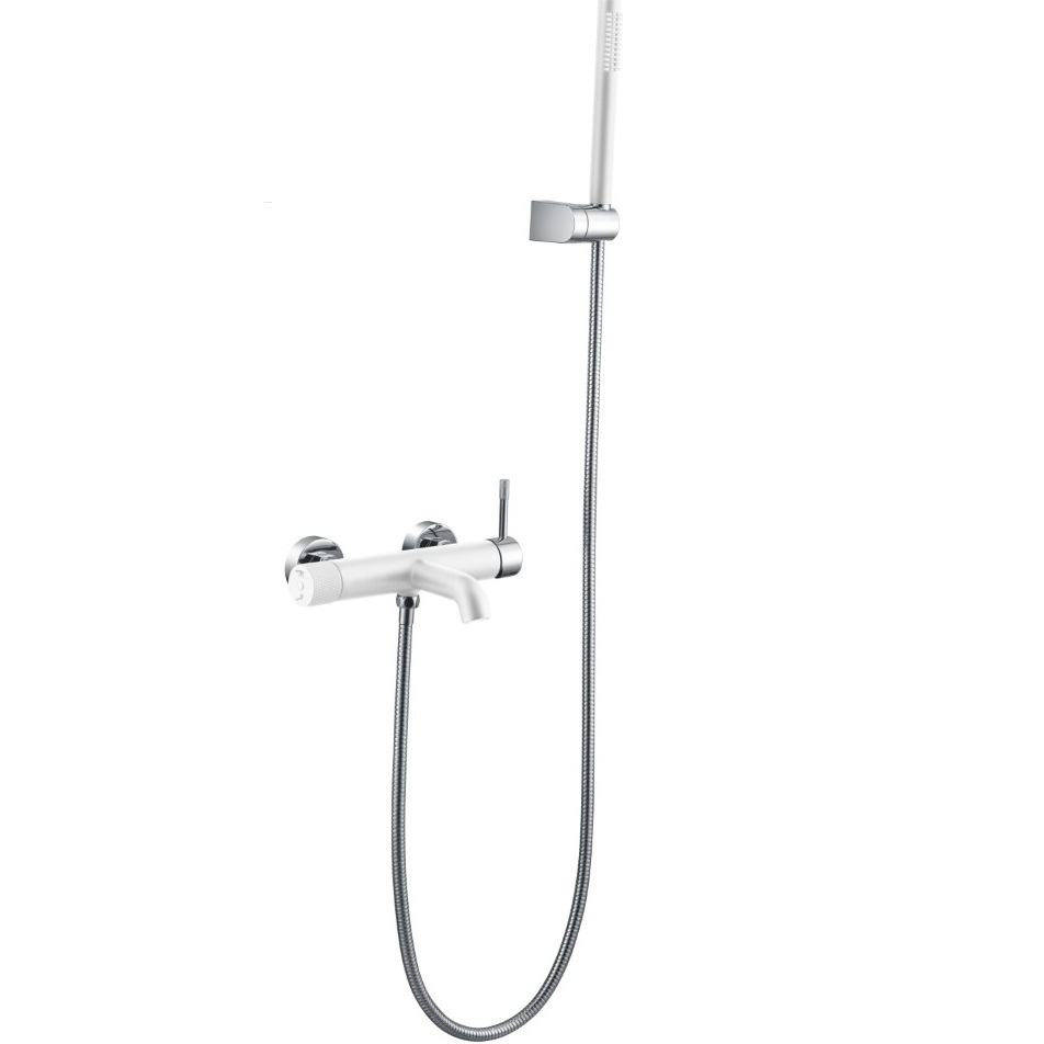 Смеситель для ванны Boheme Uno 463-WCR (хром, белый матовый), с изливом