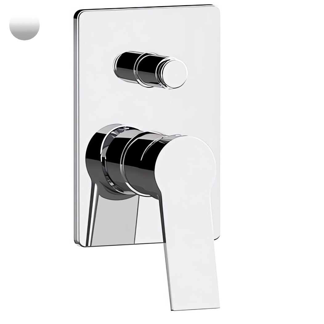 Смеситель для ванны и душа Remer Slash SL09GBO (белый матовый), девиатор кнопочный, скрытая часть в комплекте