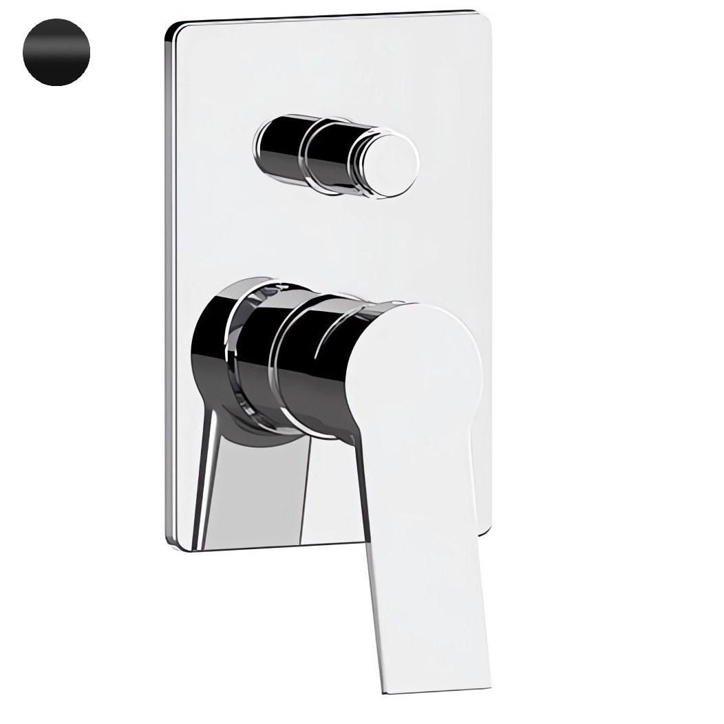 Смеситель для ванны и душа Remer Slash SL09GNO (черный матовый), девиатор кнопочный, скрытая часть в комплекте
