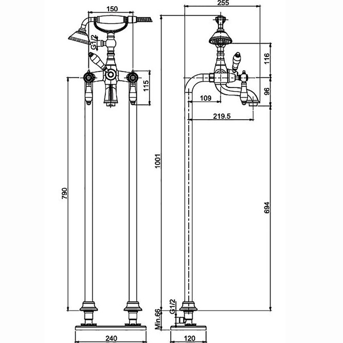 Смеситель для ванны Fima Carlo Frattini Herend F5404BR (бронза), с изливом