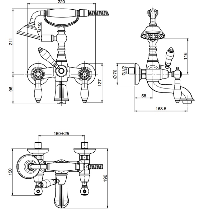Смеситель для ванны Fima Carlo Frattini Herend F5404CR (хром), с изливом