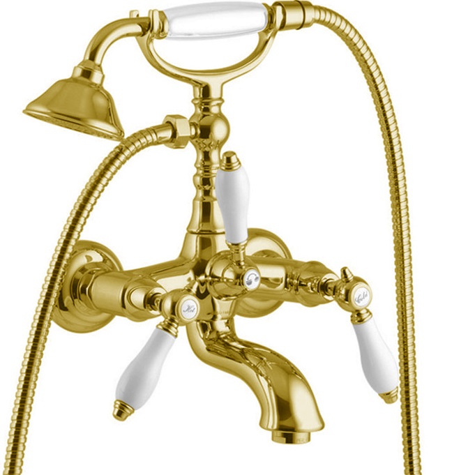 Смеситель для ванны Fima Carlo Frattini Herend F5404CBOR (золотой), с изливом