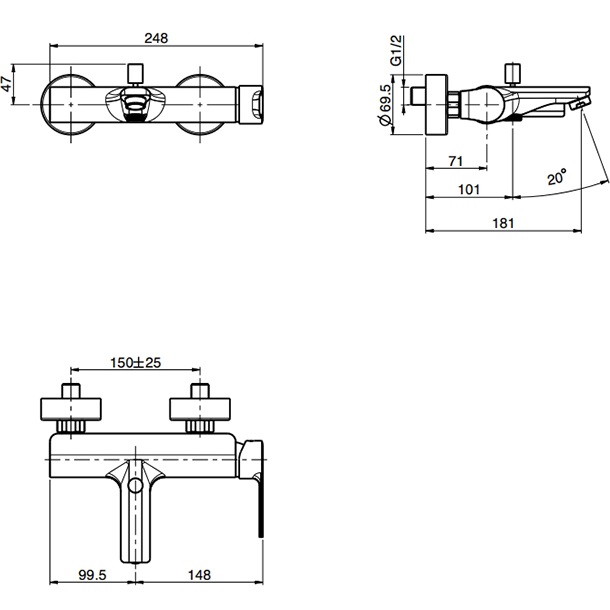 Смеситель для ванны Fima Carlo Frattini Mast F3134/1NS (черный матовый), с изливом