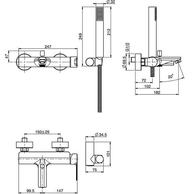Смеситель для ванны Fima Carlo Frattini Mast F3134CR (хром), с изливом
