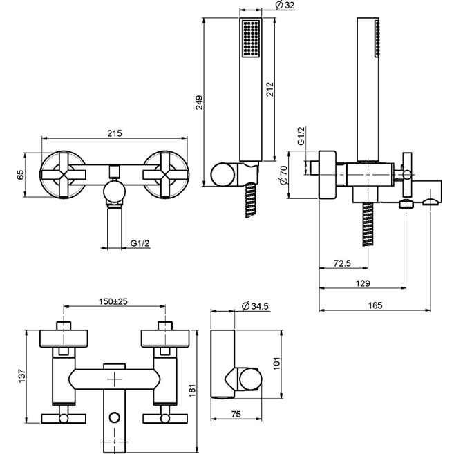 Смеситель для ванны Fima Carlo Frattini Maxima F5304CR (хром), с изливом