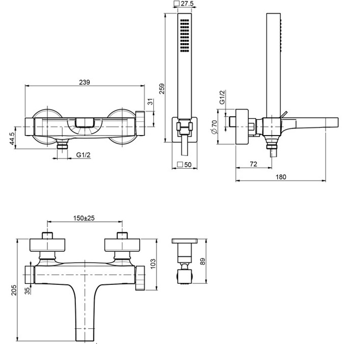 Смеситель для ванны Fima Carlo Frattini Zeta F3964OR (золотой), с изливом
