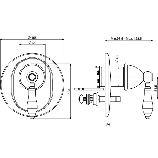 Смеситель для ванны и душа Fima Carlo Frattini Herend F5409X2CNOR (золотой, черная ручка)