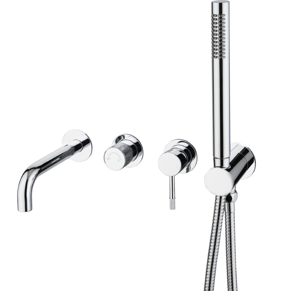 Смеситель для ванны и душа скрытого монтажа Boheme Uno 464-3-CR (хром), с изливом