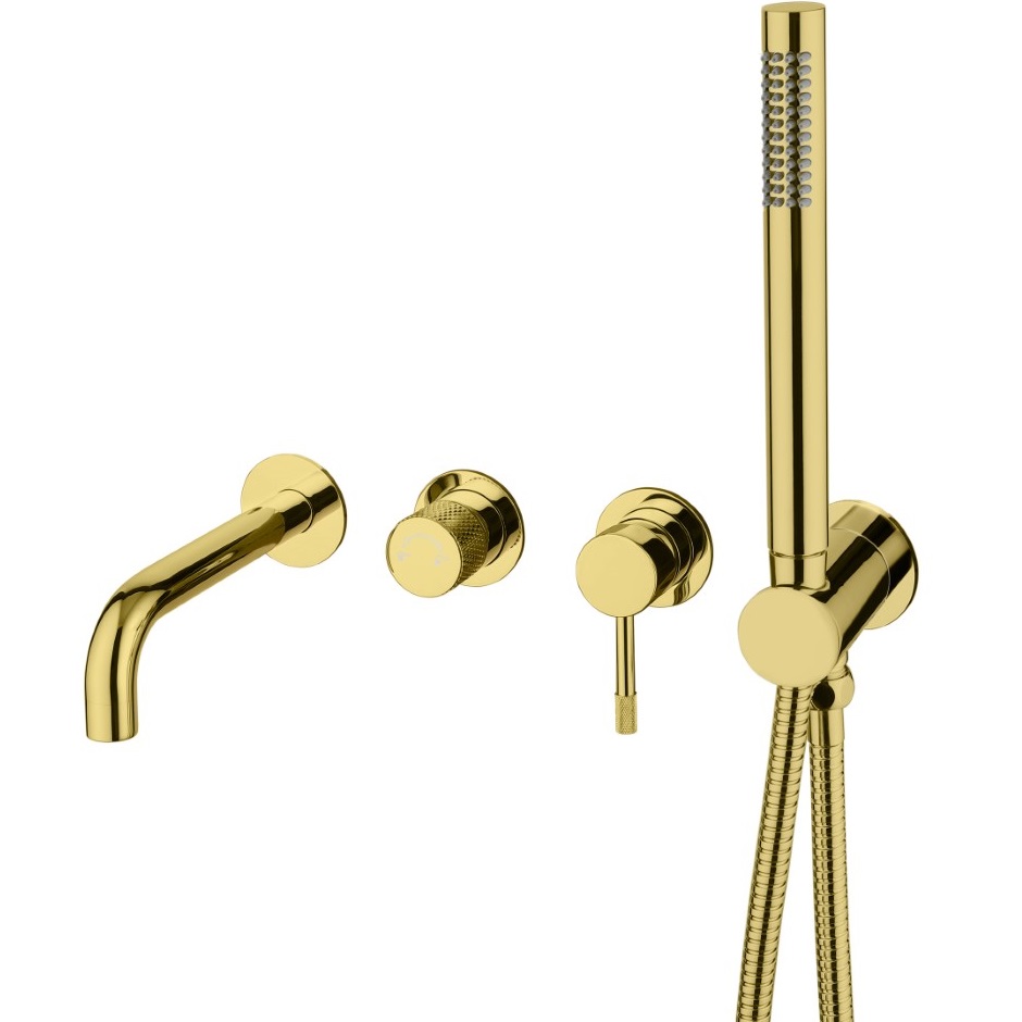 Смеситель для ванны и душа скрытого монтажа Boheme Uno 464-3-G (золотой), с изливом