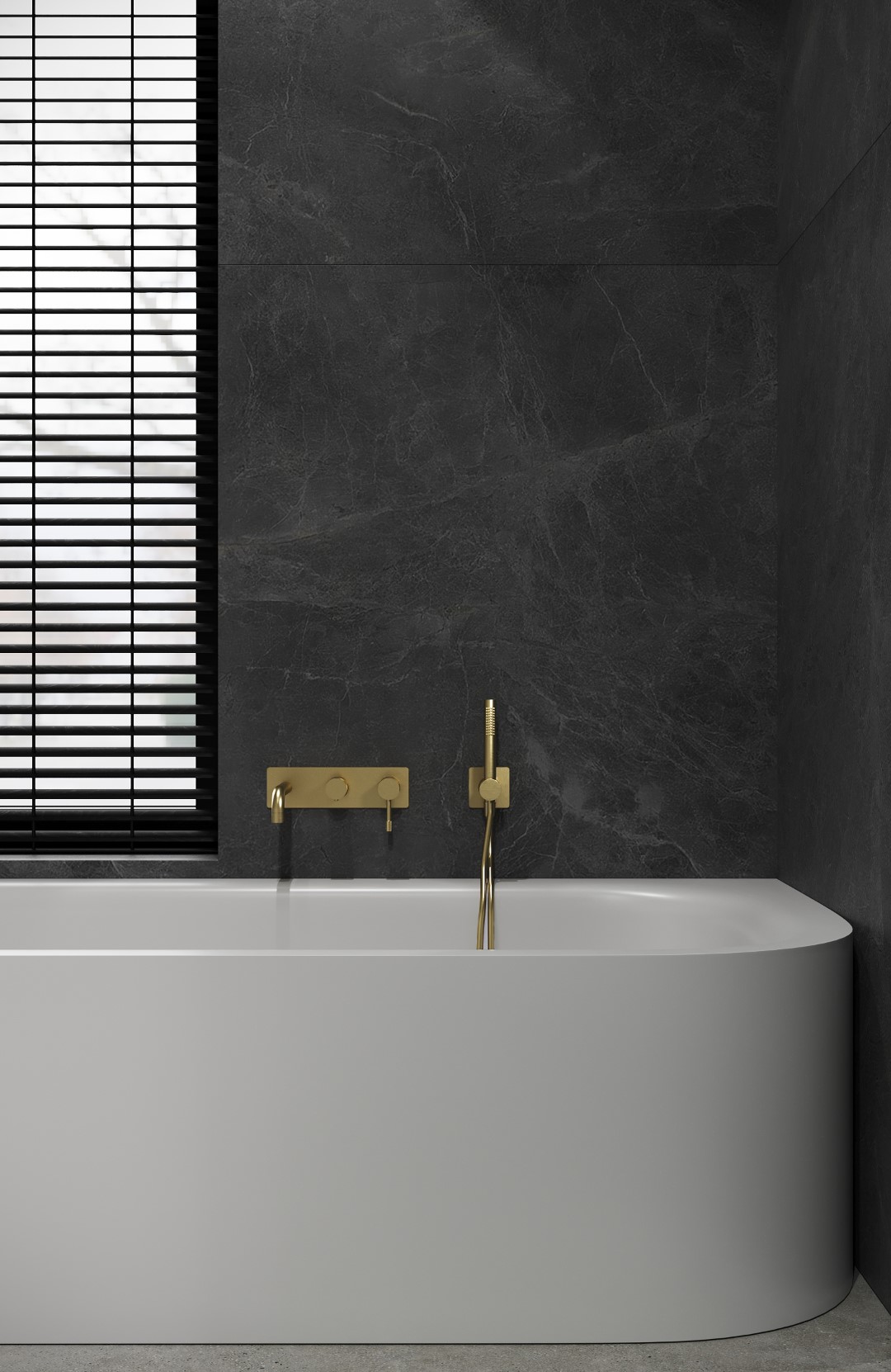 Смеситель для ванны и душа скрытого монтажа Boheme Uno 464-3-MG (золото матовое), с изливом