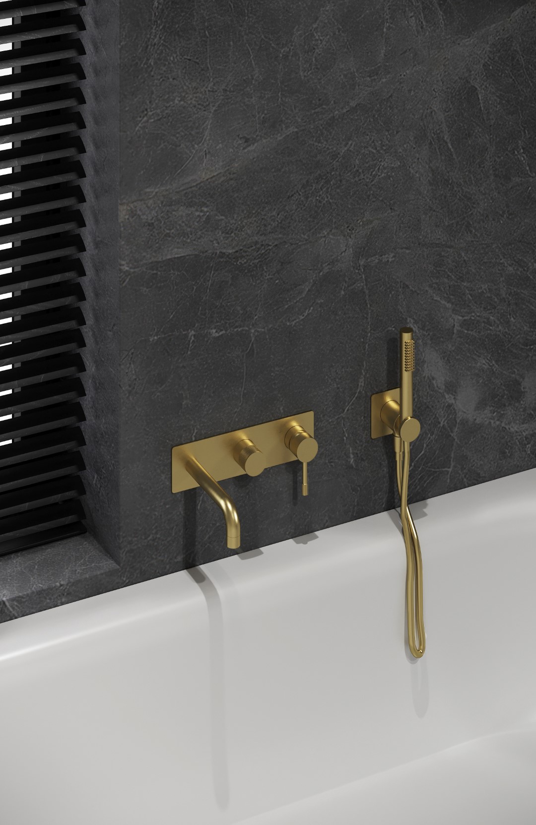 Смеситель для ванны и душа скрытого монтажа Boheme Uno 464-3-MG (золото матовое), с изливом