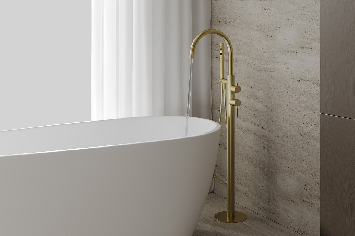 Смеситель для ванны напольный Abber Wasser Kreis 316 AF8115BG (золото брашированное)