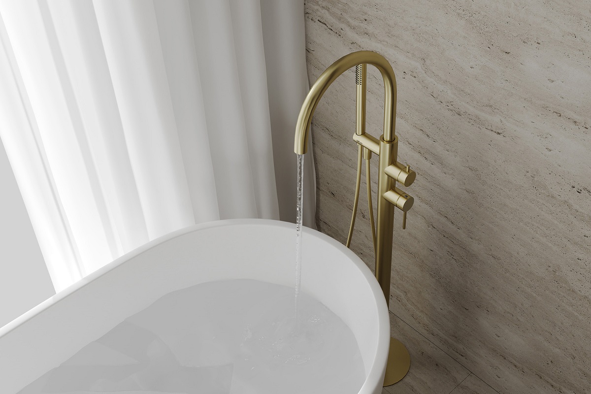 Смеситель для ванны напольный Abber Wasser Kreis 316 AF8115BG (золото брашированное)