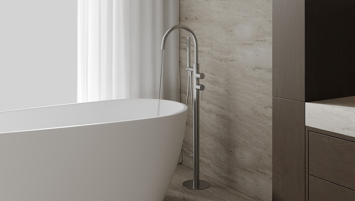 Смеситель для ванны напольный Abber Wasser Kreis 316 AF8115BST (сталь брашированная)