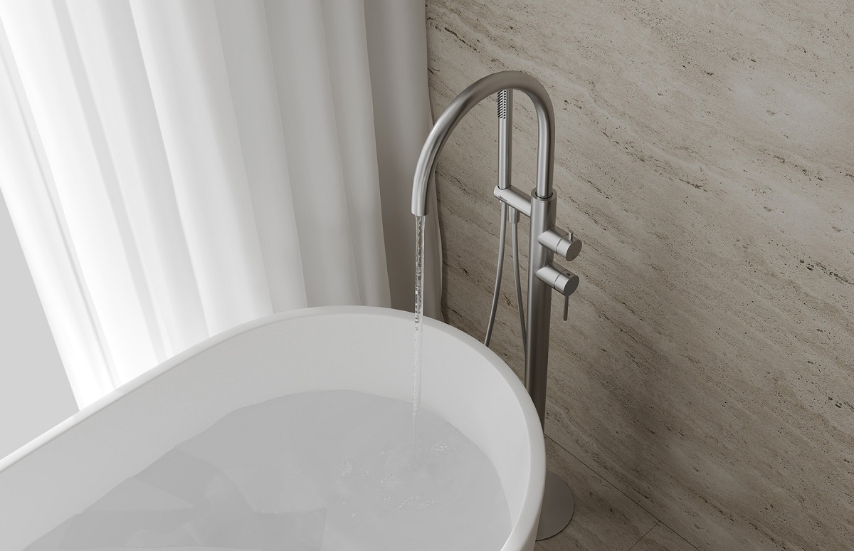 Смеситель для ванны напольный Abber Wasser Kreis 316 AF8115BST (сталь брашированная)